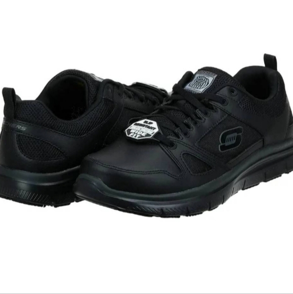 NEW SKECHERS men's flex advantage slip resistant work shoes in black - Picture 1 of 3